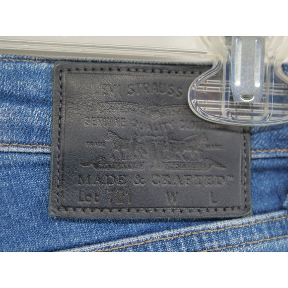 Levi's Selvedge Black Label 721 High Rise Skinny Jeans Pocket Detail Size 27 - Picture 9 of 11